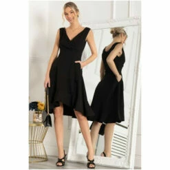 Jolie Moi Black Eliza Frill Hem Dress -Jolie Moi Shop unnamed file 1964