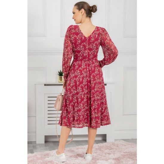Jolie Moi Purple Gianna Long Sleeve Mesh Dress 4 Jolie Moi Purple Gianna Long Sleeve Mesh Dress - Image 2