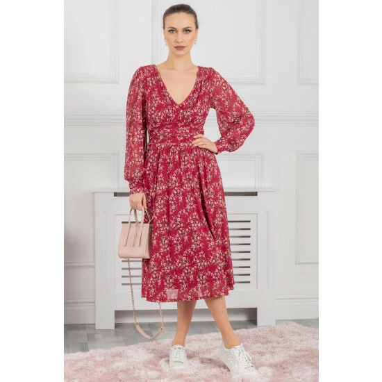 Jolie Moi Purple Gianna Long Sleeve Mesh Dress 6 Jolie Moi Purple Gianna Long Sleeve Mesh Dress - Image 4