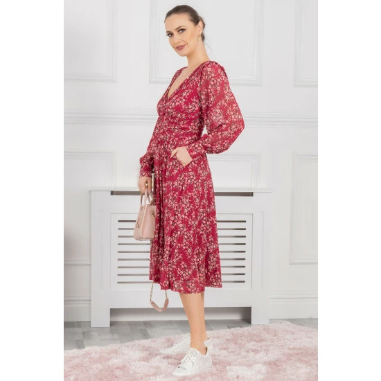 Jolie Moi Purple Gianna Long Sleeve Mesh Dress 8 Jolie Moi Purple Gianna Long Sleeve Mesh Dress - Image 6