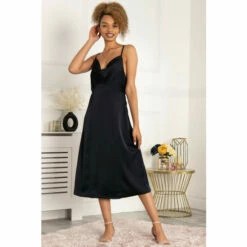 Jolie Moi Black Reene Cowl Neck Midi Dress
