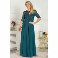 Jolie Moi Blue Sleeved Lace Overlay Maxi Dress -Jolie Moi Shop unnamed file 1983