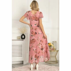 Jolie Moi Pink Eliza Dip Hem Mesh Maxi Dress -Jolie Moi Shop unnamed file 199