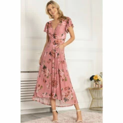 Jolie Moi Pink Eliza Dip Hem Mesh Maxi Dress -Jolie Moi Shop unnamed file 200