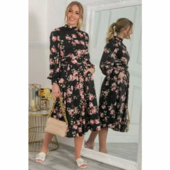 Jolie Moi Kathryn Black Long Sleeve Midi Dress -Jolie Moi Shop unnamed file 2000