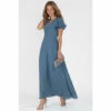 Jolie Moi Blue Flare Sleeve Chiffon Maxi Dress