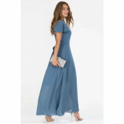 Jolie Moi Blue Flare Sleeve Chiffon Maxi Dress -Jolie Moi Shop unnamed file 2037