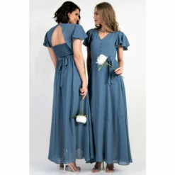 Jolie Moi Blue Flare Sleeve Chiffon Maxi Dress -Jolie Moi Shop unnamed file 2039