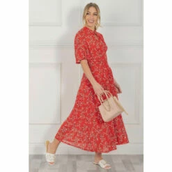 Jolie Moi Carina Red Key Hole Neck Mesh Dress -Jolie Moi Shop unnamed file 2045