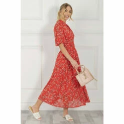 Jolie Moi Carina Red Key Hole Neck Mesh Dress -Jolie Moi Shop unnamed file 2047