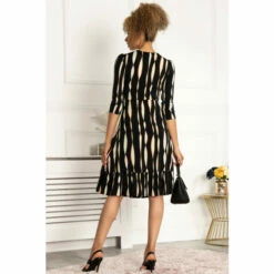 Jolie Moi Printed 3/4 Sleeve Black Flare Dress -Jolie Moi Shop unnamed file 2065