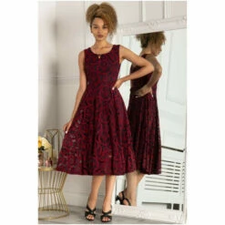 Jolie Moi Red Lace Flare Hem Midi Dress -Jolie Moi Shop unnamed file 2091