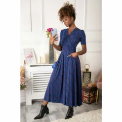 Jolie Moi Acadia Blue Wrap Maxi Dress