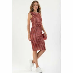 Jolie Moi Red Roll Collar Sleeveless Shift Dress -Jolie Moi Shop unnamed file 2131