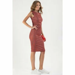 Jolie Moi Red Roll Collar Sleeveless Shift Dress -Jolie Moi Shop unnamed file 2132