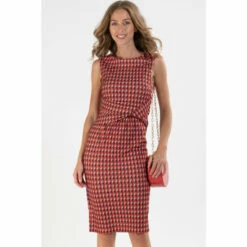 Jolie Moi Red Roll Collar Sleeveless Shift Dress -Jolie Moi Shop unnamed file 2133