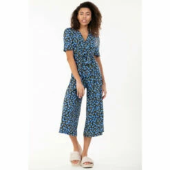 Jolie Moi Blue Bess Floral Print Tie Waist Jumpsuit -Jolie Moi Shop unnamed file 2152