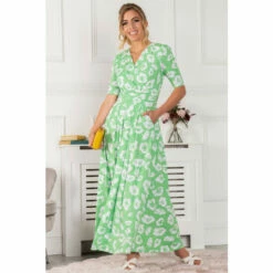 Jolie Moi Green Freya Floral Print Maxi Dress