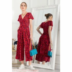 Jolie Moi Red Devorah Culotte Jumpsuit -Jolie Moi Shop unnamed file 2173