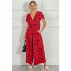 Jolie Moi Purple Sandra Cap Sleeve Culotte Jumpsuiit