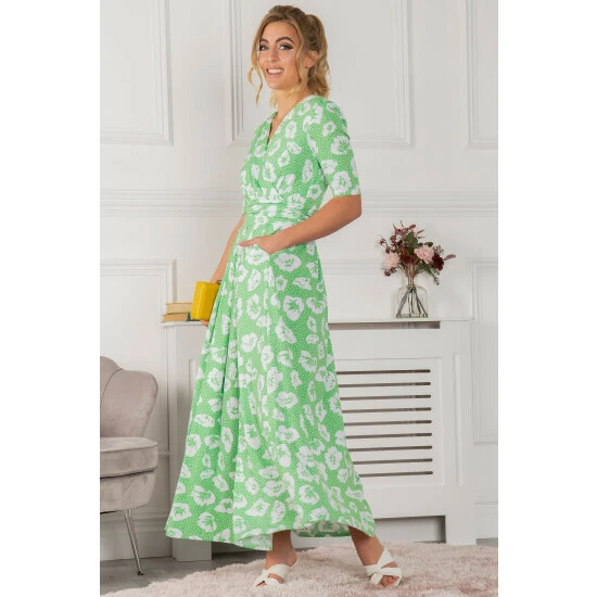 Jolie Moi Green Freya Floral Print Maxi Dress 6 Jolie Moi Green Freya Floral Print Maxi Dress - Image 4