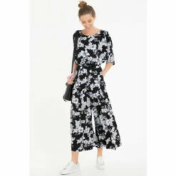 Jolie Moi Cleo Floral Print Black Jumpsuit -Jolie Moi Shop unnamed file 2207