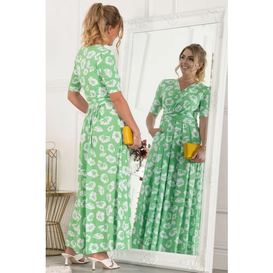 Jolie Moi Green Freya Floral Print Maxi Dress 8 Jolie Moi Green Freya Floral Print Maxi Dress - Image 6