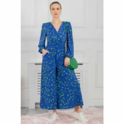 Jolie Moi Blue Devora Long Sleeve Jumpsuit