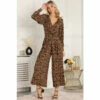 Jolie Moi Gael Long Sleeve Brown Jumpsuit