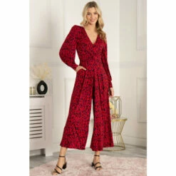 Jolie Moi Red Gael Long Sleeve Jumpsuit -Jolie Moi Shop unnamed file 2269