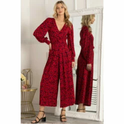 Jolie Moi Red Gael Long Sleeve Jumpsuit -Jolie Moi Shop unnamed file 2270