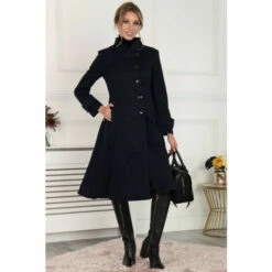 Jolie Moi Blue Coraline Asymmetric Button Coat
