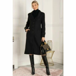 Jolie Moi Retro Collar Fit & Flare Black Coat -Jolie Moi Shop unnamed file 2349