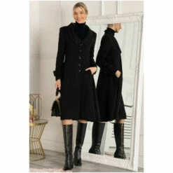 Jolie Moi Retro Collar Fit & Flare Black Coat -Jolie Moi Shop unnamed file 2352