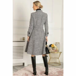 Jolie Moi Textured Tweed Fit & Flare Black Coat -Jolie Moi Shop unnamed file 2362