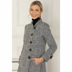 Jolie Moi Textured Tweed Fit & Flare Black Coat -Jolie Moi Shop unnamed file 2363