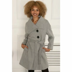 Jolie Moi Grey Collared Wrap Front Coat -Jolie Moi Shop unnamed file 2369