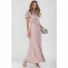 Jolie Moi Pink Cap Sleeve Jersey Maxi Dress