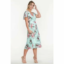 Jolie Moi Green Kiley Wrap Front Mesh Dress -Jolie Moi Shop unnamed file 252