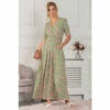 Jolie Moi Green Kendall Wrap Front Maxi Dress