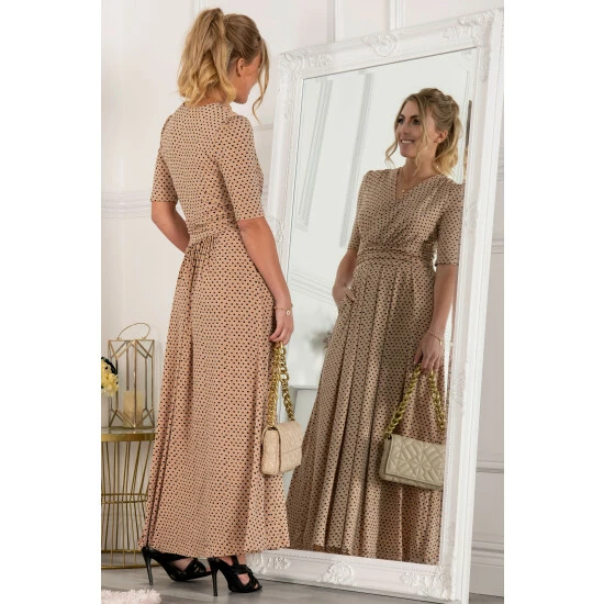 Jolie Moi Kendall Brown Wrap Front Maxi Dress 4 Jolie Moi Kendall Brown Wrap Front Maxi Dress - Image 2
