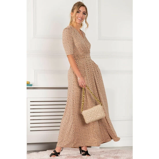 Jolie Moi Kendall Brown Wrap Front Maxi Dress 5 Jolie Moi Kendall Brown Wrap Front Maxi Dress - Image 3