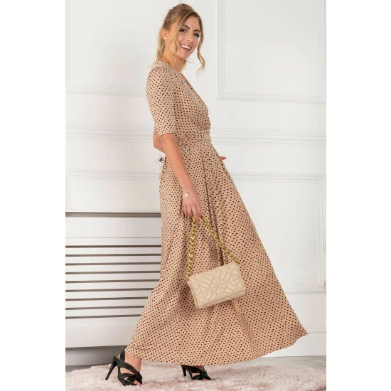 Jolie Moi Kendall Brown Wrap Front Maxi Dress 7 Jolie Moi Kendall Brown Wrap Front Maxi Dress - Image 5