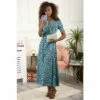Jolie Moi Blue Wrap Front Jersey Maxi Dress