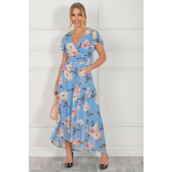 Jolie Moi Blue Eliza Dip Hem Mesh Maxi Dress 3 Jolie Moi Blue Eliza Dip Hem Mesh Maxi Dress