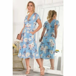 Jolie Moi Blue Kiley Wrap Front Mesh Dress -Jolie Moi Shop unnamed file 360