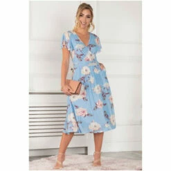 Jolie Moi Blue Kiley Wrap Front Mesh Dress -Jolie Moi Shop unnamed file 362
