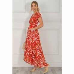 Jolie Moi Red Eleanor Wrap Mesh Maxi Dress -Jolie Moi Shop unnamed file 385