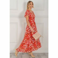 Jolie Moi Red Eleanor Wrap Mesh Maxi Dress -Jolie Moi Shop unnamed file 386