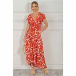 Jolie Moi Red Eleanor Wrap Mesh Maxi Dress -Jolie Moi Shop unnamed file 389